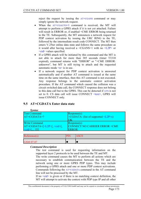 C55/C55i AT COMMAND SET Description Preliminary - Falcom