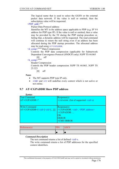 C55/C55i AT COMMAND SET Description Preliminary - Falcom