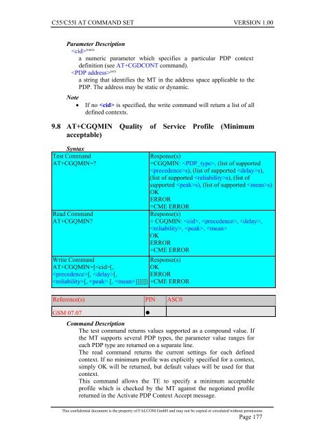 C55/C55i AT COMMAND SET Description Preliminary - Falcom