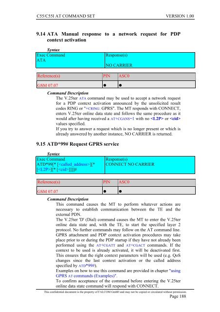 C55/C55i AT COMMAND SET Description Preliminary - Falcom