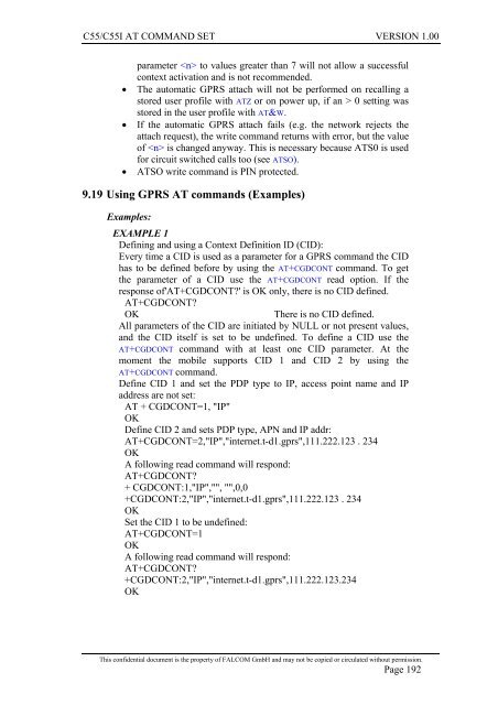 C55/C55i AT COMMAND SET Description Preliminary - Falcom