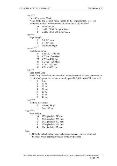 C55/C55i AT COMMAND SET Description Preliminary - Falcom