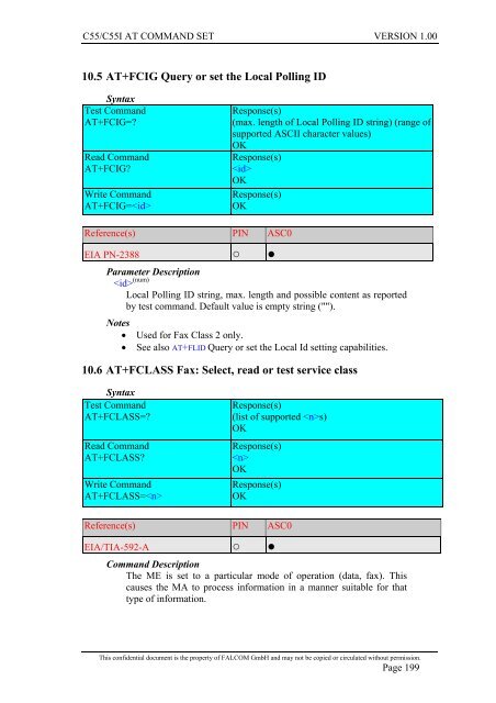 C55/C55i AT COMMAND SET Description Preliminary - Falcom