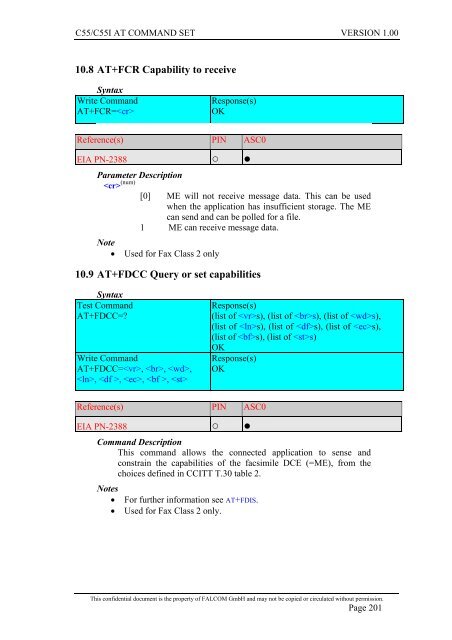 C55/C55i AT COMMAND SET Description Preliminary - Falcom