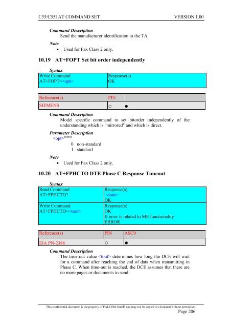 C55/C55i AT COMMAND SET Description Preliminary - Falcom