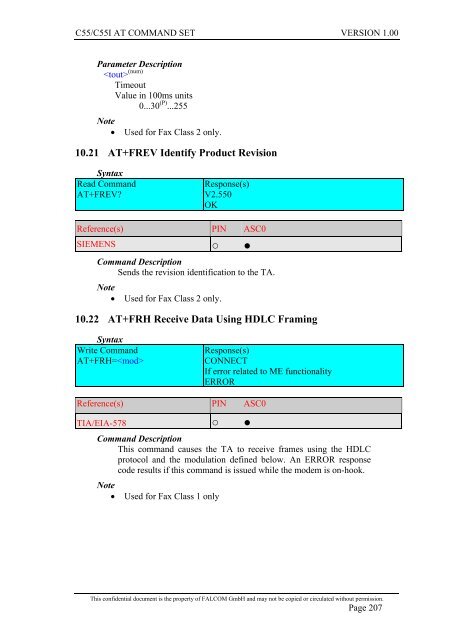 C55/C55i AT COMMAND SET Description Preliminary - Falcom