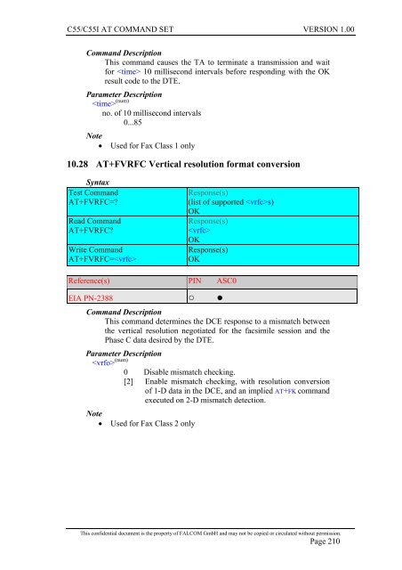 C55/C55i AT COMMAND SET Description Preliminary - Falcom