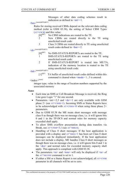 C55/C55i AT COMMAND SET Description Preliminary - Falcom