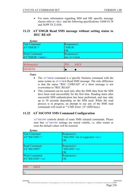 C55/C55i AT COMMAND SET Description Preliminary - Falcom