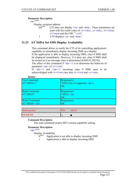 C55/C55i AT COMMAND SET Description Preliminary - Falcom