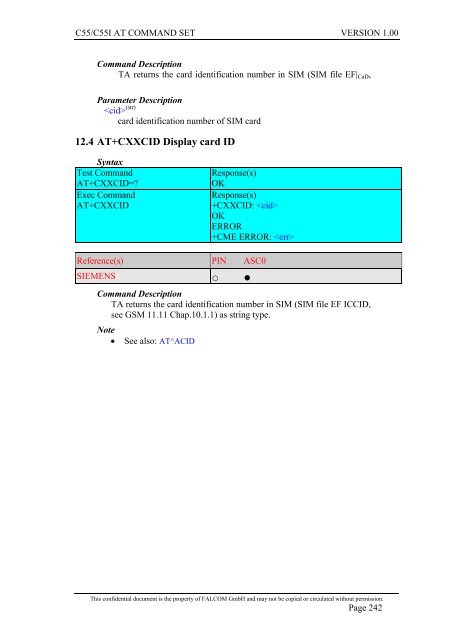 C55/C55i AT COMMAND SET Description Preliminary - Falcom