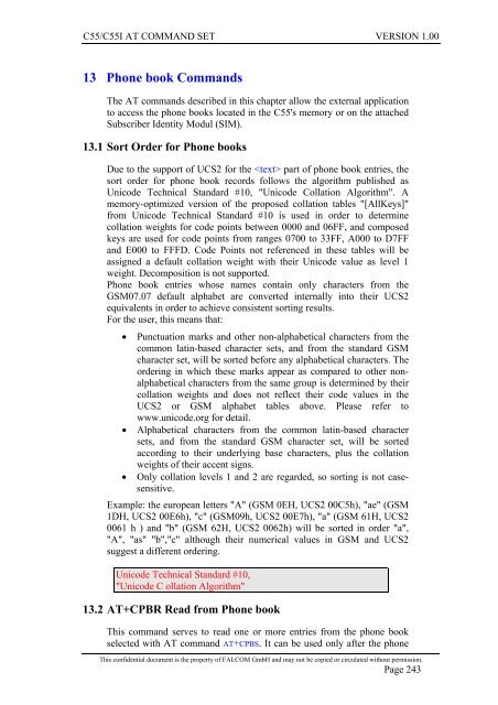 C55/C55i AT COMMAND SET Description Preliminary - Falcom