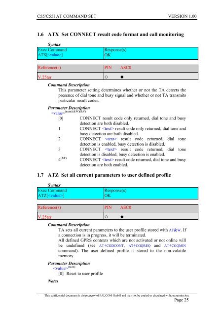 C55/C55i AT COMMAND SET Description Preliminary - Falcom