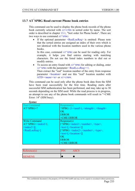 C55/C55i AT COMMAND SET Description Preliminary - Falcom