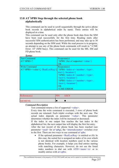 C55/C55i AT COMMAND SET Description Preliminary - Falcom