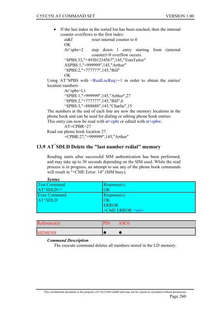 C55/C55i AT COMMAND SET Description Preliminary - Falcom