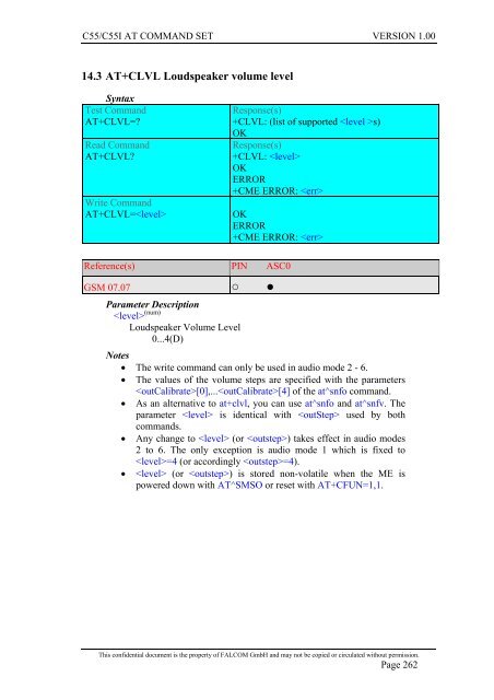 C55/C55i AT COMMAND SET Description Preliminary - Falcom