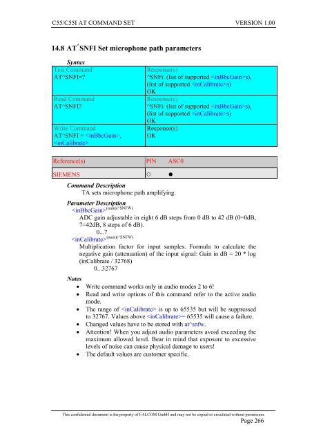 C55/C55i AT COMMAND SET Description Preliminary - Falcom