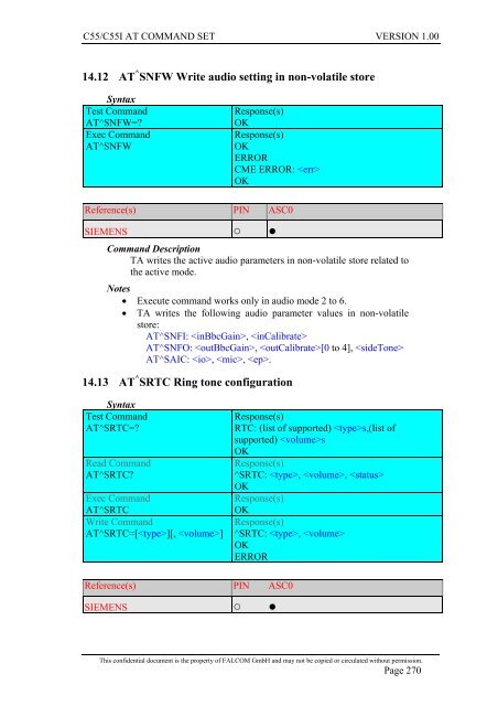 C55/C55i AT COMMAND SET Description Preliminary - Falcom