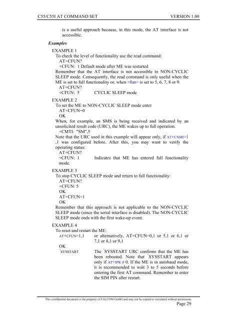 C55/C55i AT COMMAND SET Description Preliminary - Falcom