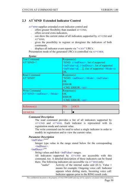 C55/C55i AT COMMAND SET Description Preliminary - Falcom