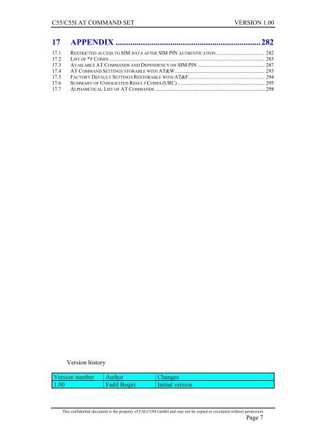 C55/C55i AT COMMAND SET Description Preliminary - Falcom