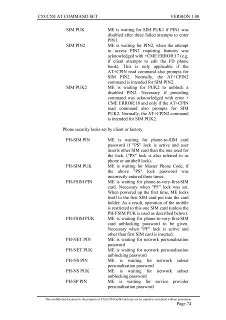 C55/C55i AT COMMAND SET Description Preliminary - Falcom