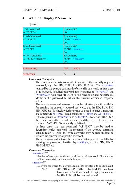 C55/C55i AT COMMAND SET Description Preliminary - Falcom