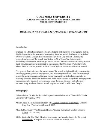 A Bibliography - Teachers College Columbia University