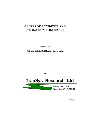 Causes of Accidents and Mitigation Strategies - Transports Canada