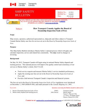 SHIP SAFETY BULLETIN - Transports Canada