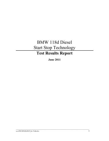 BMW 118d Diesel Start Stop Technology - Transports Canada