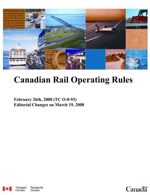 Canadian Rail Operating Rules (CROR) TC O-0-93 - PDF