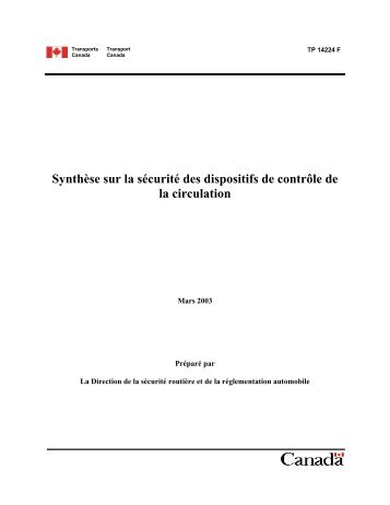 SynthÃ¨se sur la sÃ©curitÃ© des dispositifs de contrÃ´le de la circulation