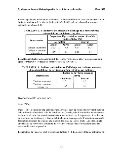 SynthÃ¨se sur la sÃ©curitÃ© des dispositifs de contrÃ´le de la circulation