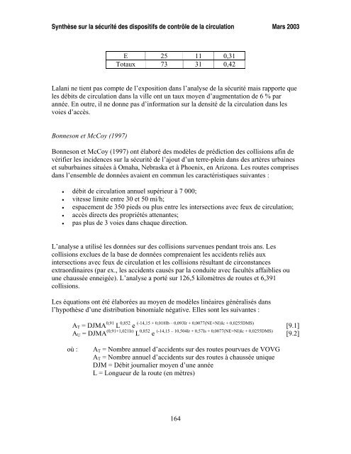 SynthÃ¨se sur la sÃ©curitÃ© des dispositifs de contrÃ´le de la circulation