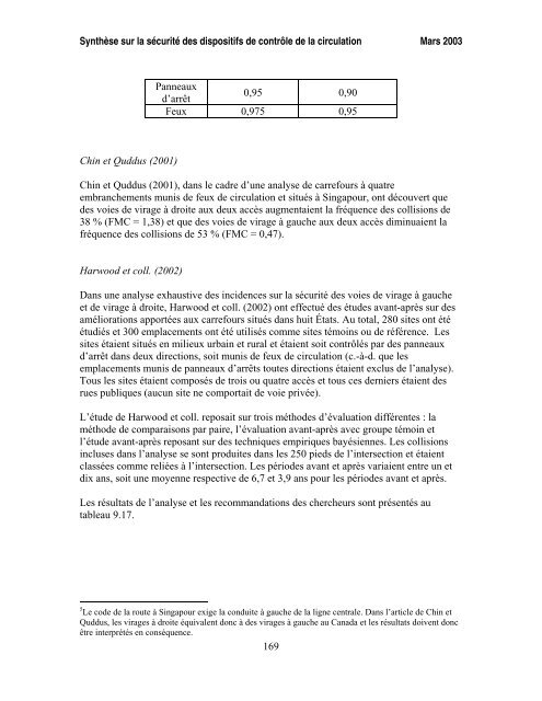 SynthÃ¨se sur la sÃ©curitÃ© des dispositifs de contrÃ´le de la circulation