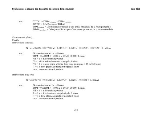 SynthÃ¨se sur la sÃ©curitÃ© des dispositifs de contrÃ´le de la circulation