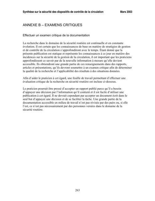 SynthÃ¨se sur la sÃ©curitÃ© des dispositifs de contrÃ´le de la circulation