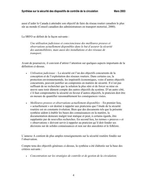 SynthÃ¨se sur la sÃ©curitÃ© des dispositifs de contrÃ´le de la circulation