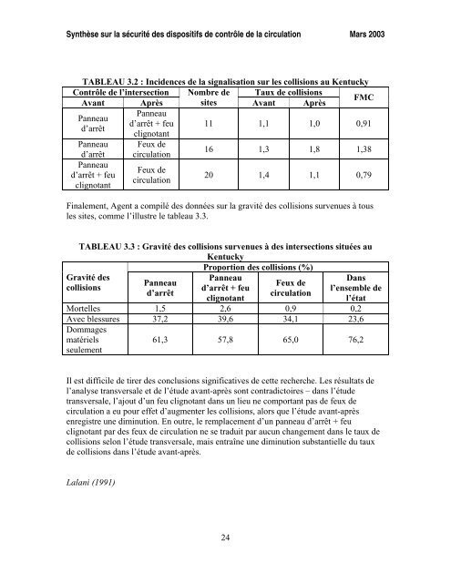 SynthÃ¨se sur la sÃ©curitÃ© des dispositifs de contrÃ´le de la circulation