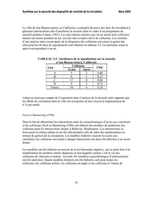 SynthÃ¨se sur la sÃ©curitÃ© des dispositifs de contrÃ´le de la circulation