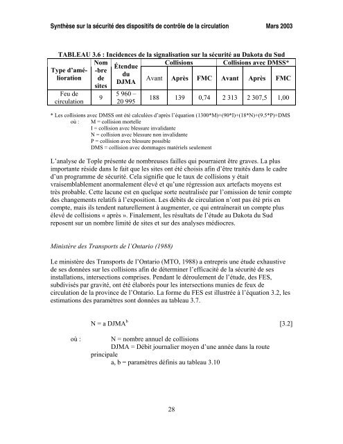 SynthÃ¨se sur la sÃ©curitÃ© des dispositifs de contrÃ´le de la circulation