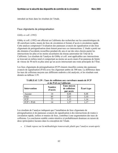 SynthÃ¨se sur la sÃ©curitÃ© des dispositifs de contrÃ´le de la circulation