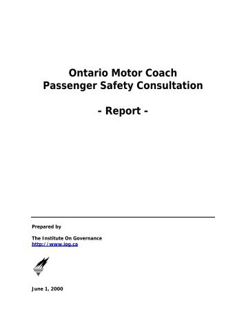 Ontario Motor Coach Passenger Safety Consultation - Report -