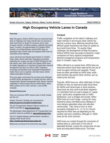 High Occupancy Vehicle Lanes in Canada