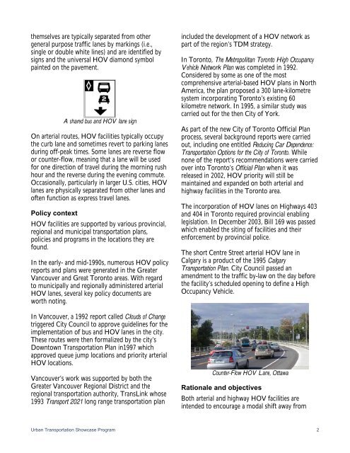 High Occupancy Vehicle Lanes in Canada