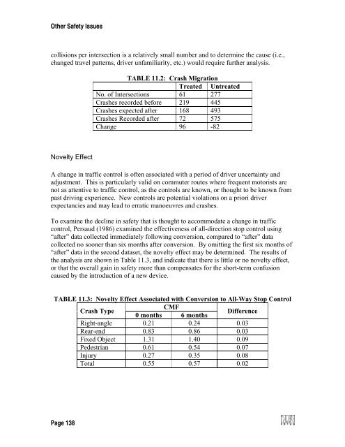 Synthesis of Safety for Traffic Operations - Transports Canada