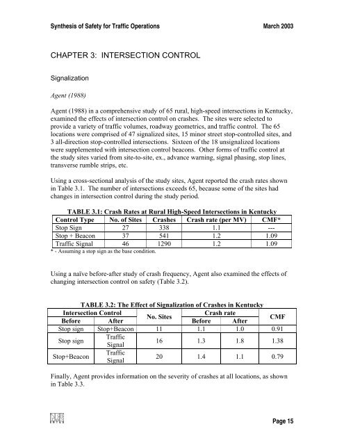 Synthesis of Safety for Traffic Operations - Transports Canada