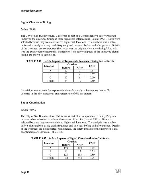 Synthesis of Safety for Traffic Operations - Transports Canada